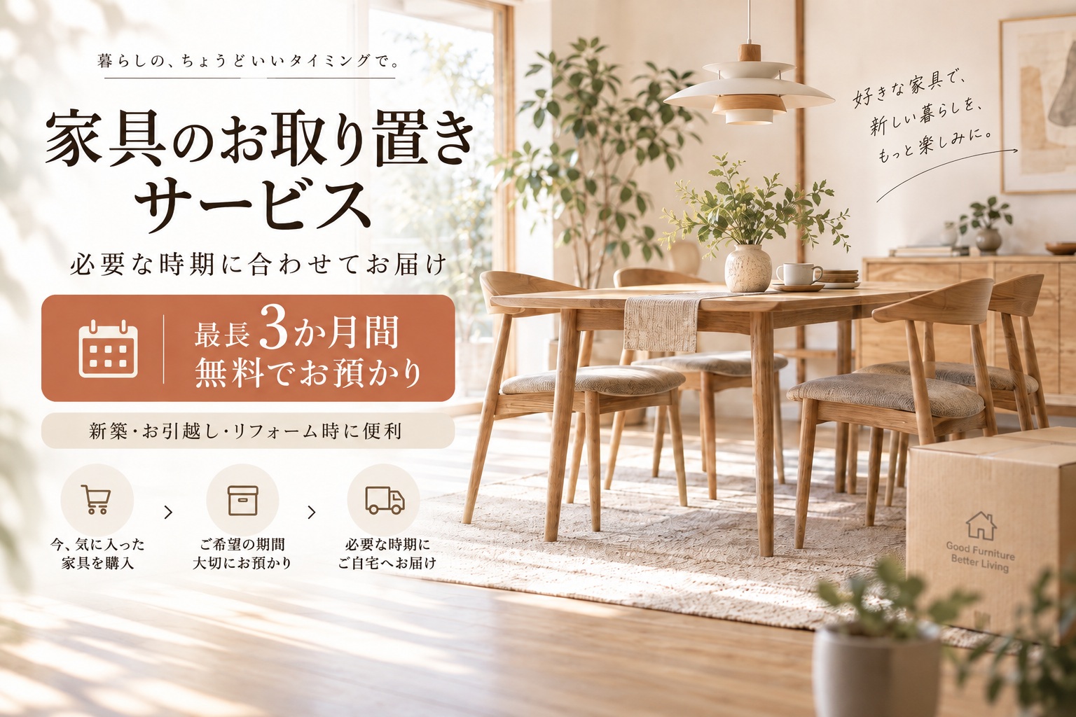 家具のお取り置きサービス｜最長3か月間無料でお預かり