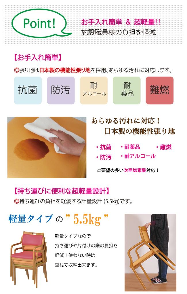 ポイント?お手入れ簡単&超軽量仕様!